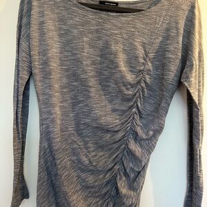 DKNY Heather Gray Ruched Blouse